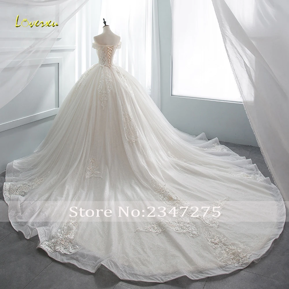 Loverxu Vestido De Noiva кружева Свадебные и Бальные платья 2019 Роскошные милые биссерные Аппликации Кристалл Часовня свадебное платье с длинным