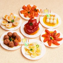 Игрушка кукольная Миниатюра столовой 3 шт. большие блюда пищи фрукты для кукол случайный