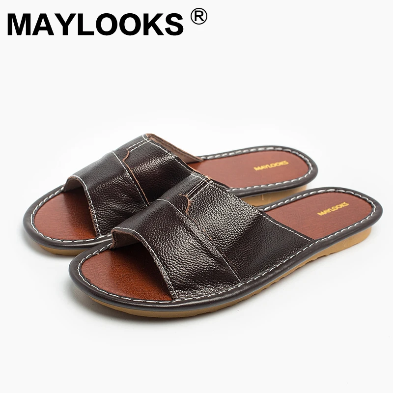 Hommes Tb006 En 2018 New Pantoufles Intérieur Slip D'été Véritable black Hot Cuir Brown Non Et De glissement coffee dark Printemps Maison Light Brown qXrgWwXa