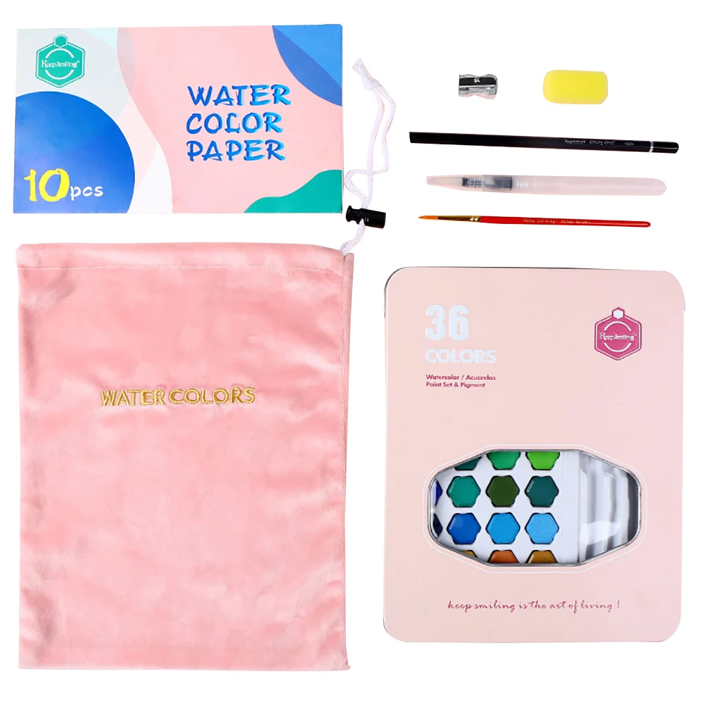 

Student Watercolor Pigment Set Portable Stationery Professional Practical School Art Supplies Painting Drawing 36-color Gift