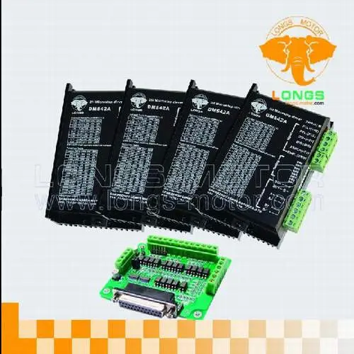 

Stepper motor driver 4 Axis DM542A 4.2A 128 micsteps 18-50v for Nema 23 Stepper motor CNC Router LONGS MOTOR