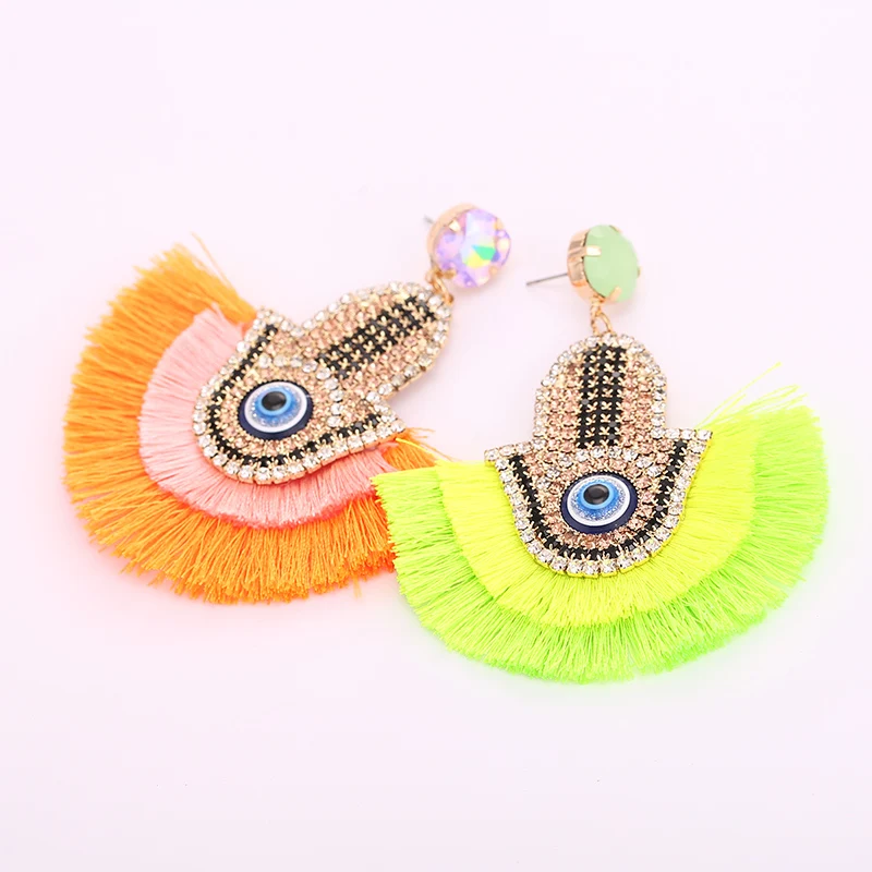 Bohemian Tassel Earrings Finged Pendientes Oorbellen Crystal Long Dangle Drop Earrings For Women Fashion Jewelry oorbellen