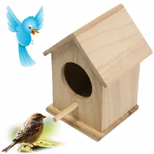 

Wood Birds Nest Box New DIY Breeding Parrot Cockatiels Swallows Nest Outdoors Roof Wooden Bird House Hanging Decoration