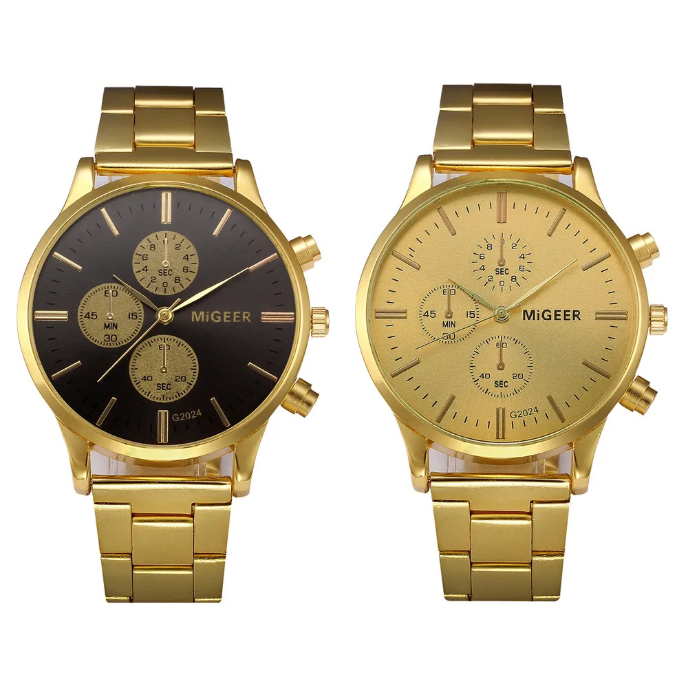 Классические золотые часы Geneva, мужские часы, модные часы с ремешком из нержавеющей стали, роскошный браслет, часы, подарок, кварцевые наручные часы# S