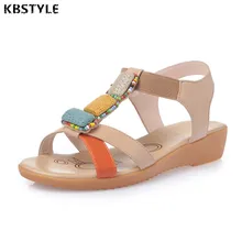 2017 sommer Stil Frauen Sandalen Keil Weibliche Sandalen Hohen Plattform Zwängt Weichen Boden Offene spitze Plattform Freizeitschuhe