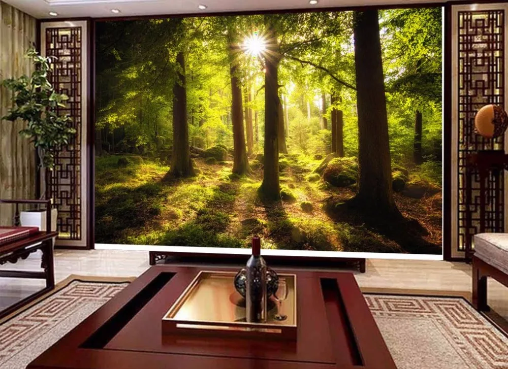 Пользовательские обои 3d наклейки рулонов Спальня Гостиная диван ТВ фон Настенные обои лес Домохозяйство