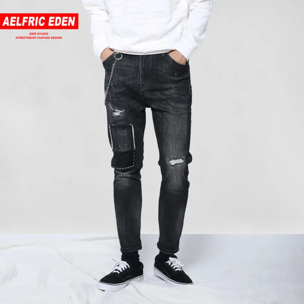 Aelfric Eden/брендовые джинсы джинсовые брюки металлические мужские байкерские в