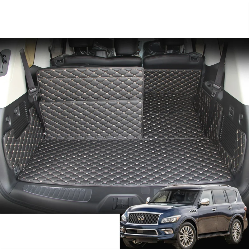 

lsrtw2017 fiber leather car trunk mat cargo mat for infiniti qx80 qx56 Z62 2010 2011 2012 2013 2014 2015 2016 2017 2018 2019