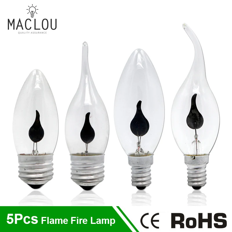 

5Pcs Led Vintage Edison Bulb 3W E27 E14 Flame Candle Light Bulb Flickering Emulation Flame Lampada Ampoule Led Dining Room Light