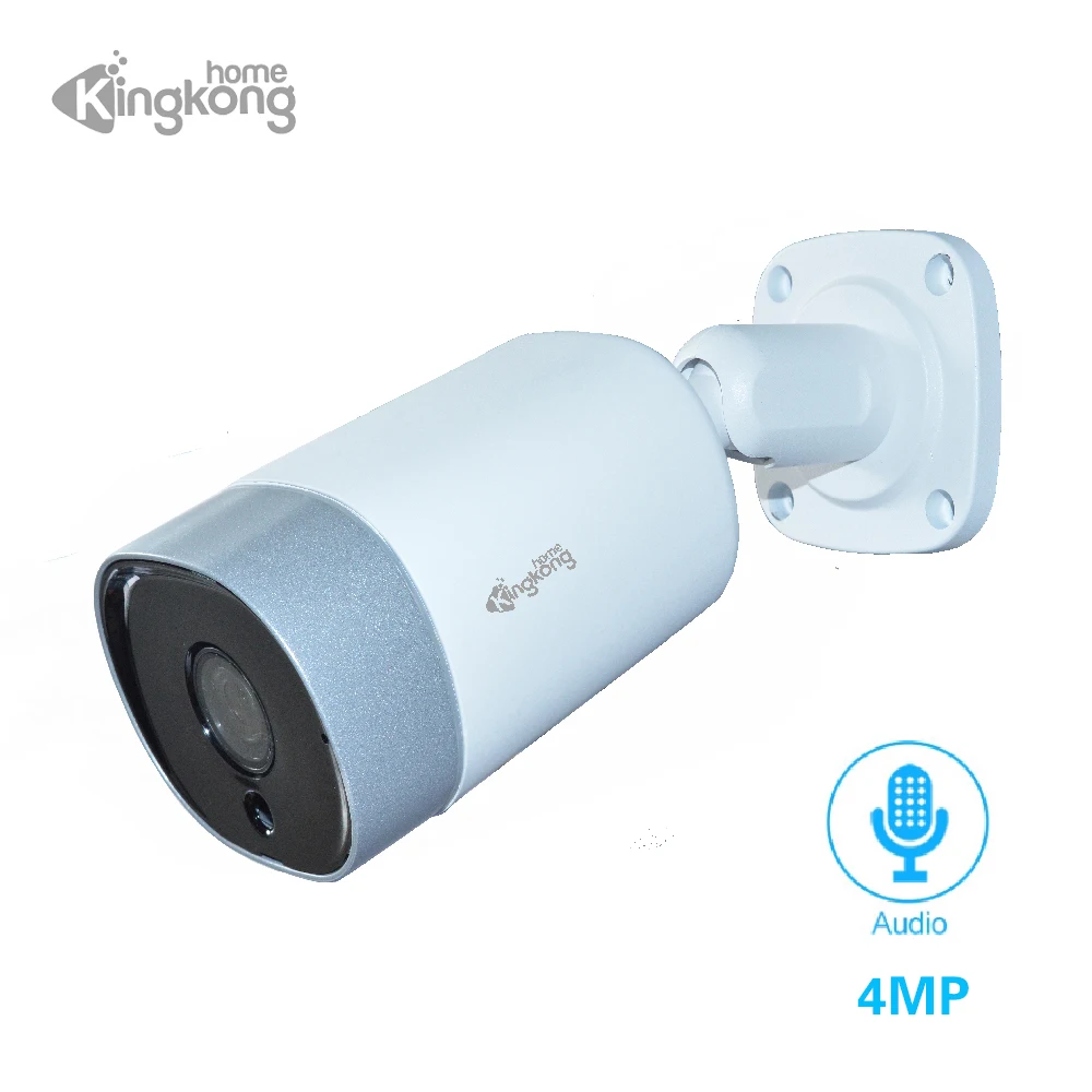 

Kingkonghome IP Camera 48V POE Metal 4MP ONVIF Network Security Camera CCTV Motion Detection Waterproof Outdoor Audio Camera