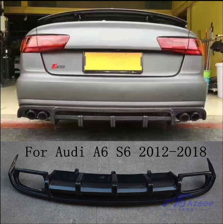 

JINGHANG Carbon Fiber Rear Bumper Lip, Auto Car Diffuser Fits For Audi A6 S6 RS6 2012 2013 2014 2015 2016 2017 2018