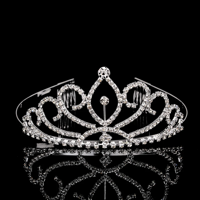 Hot Sale! Cheap Pageant Crowns Tiara Hair Comb Rhinestone Crystal