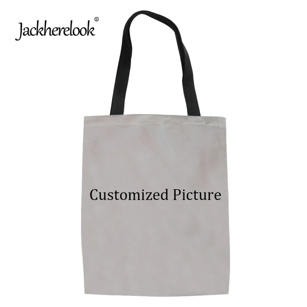 

Jackherelook Customized Picture or Logo Shopping Bags for Women Casual Fashion Eco Bag Reusable Ladies Tote Storage Shopping Bag