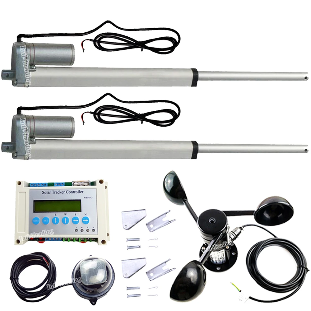 

Dual Axis 10" Linear Actuator 350mm 12V DC Motor +LCD Controller +Wind Speed Sensor DIY Solar Tracking Tracker Home Power Supply