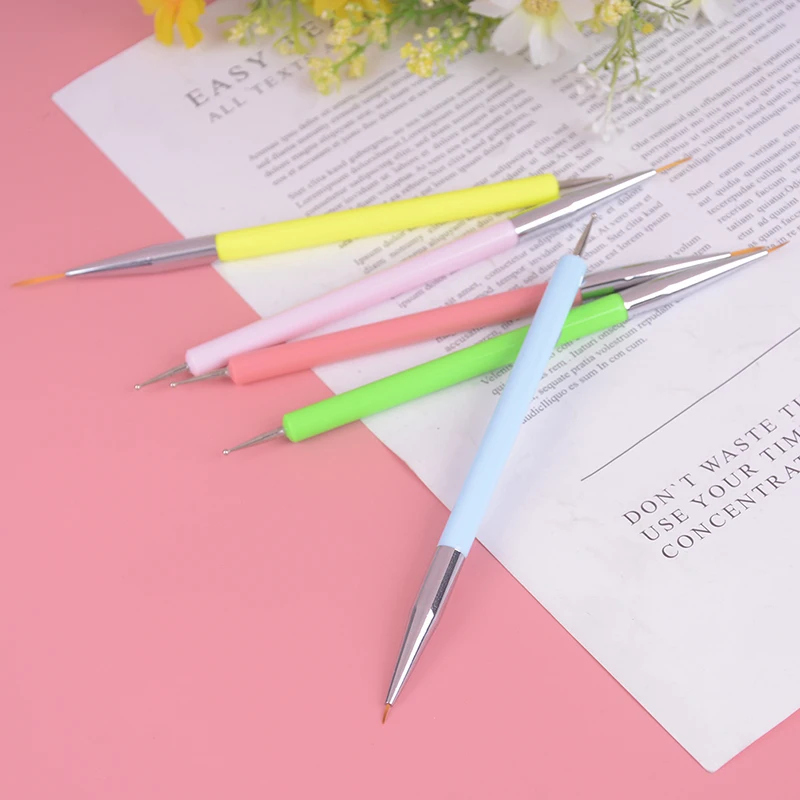 Nail Art Dotting Pen 2 Ways UV Gel Painting Manicure Profesional Tool Drawing Liner Flower Brush Decoration Nail Art Tool 5 Size