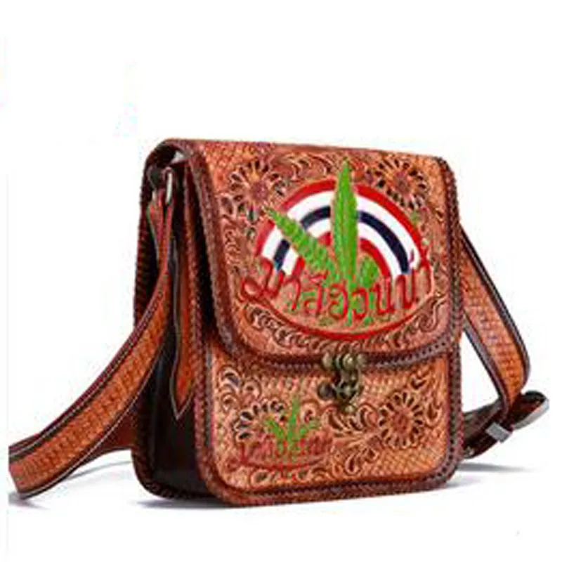 

Handmade Leather Carving Set Messenger Bag Headband Cowhide Prickly Leather Handle Shoulder Weave Personality Retro Hare Wind