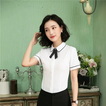 

Novelty Slime Fashion White Blouses & Shirts For Women Business Work Wear Blouse Female Tops Clothes Casual Blusas With Tie