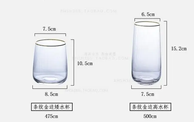 Скандинавском стиле, вертикальная Золотая оправа, стеклянная Западная пищевая чашка для воды, бытовая чашка для сока, чашка для молока, прозрачная стеклянная чашка LW1228351