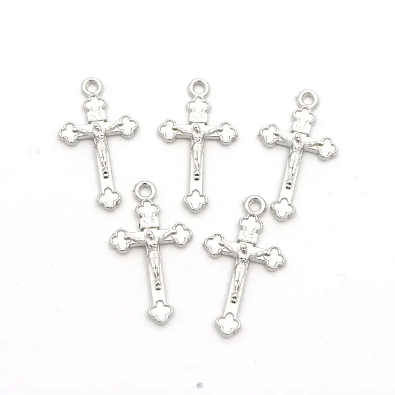 

20pcs 27mm Antique Silver Italy Jesus Catholicism Cross Metal Charm Pendant For Jewelry Making Diy Bracelet Necklace Accessories