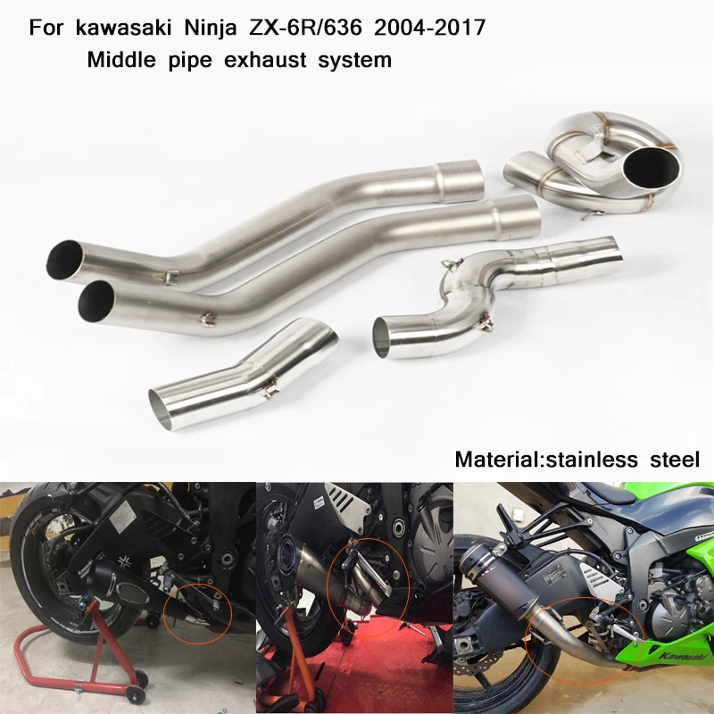 

Motorcycle Middle Connecting Pipe Silp on for Kawasaki ZX-6R/636 2004 2005 2006 2007 2008 2009 2010 2011 2012 2013 2014 2015-17