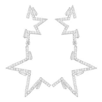 

GODKI 50mm Half Of Star Meteor Full Micro Cubic Zirconia Pave Women Wedding Bridal Party Engagement Climber Earring