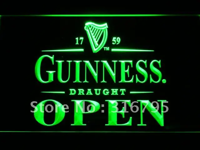 088 Guinness Draught Beer OPEN Bar LED Neon Light Signs with On/Off Switch 20+ Colors 5 Sizes to choose | Дом и сад