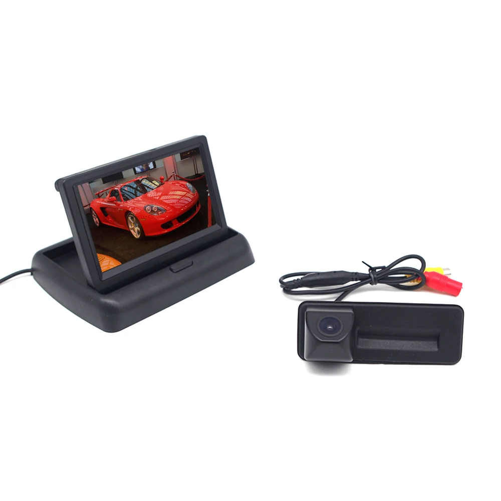 

Gianloon 4.3" TFT LCD Car Monitor + Car Trunk Handle Camera Rear View HD Camera for Skoda Roomster Fabia Octavia Yeti superb for