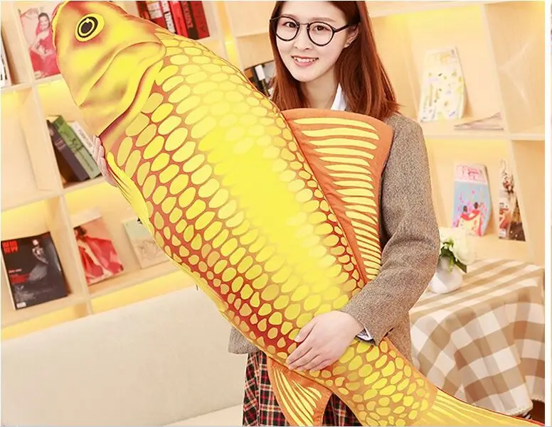 Милые плюшевые красочные рыбы игрушки Творческий Золото-толстолобик Подушка подарок около 90 см