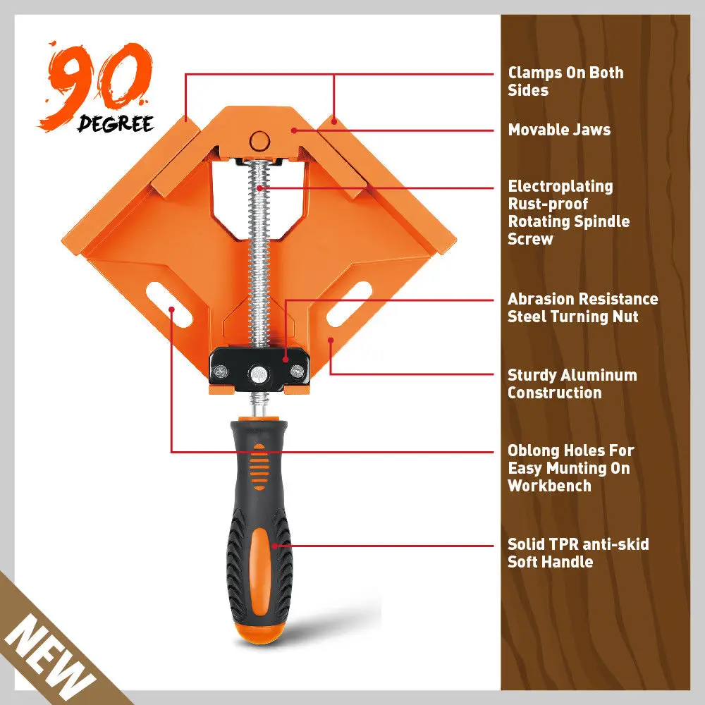 HORUSDY 90 Degree Right Angle Clamp Mitre Clamps Corner Holder Woodwork Aluminum Alloy Right Angle Wood Metal Welding Gussets HORUSDY 90 Degree Right Angle Clamp Mitre Clamps Corner Holder Woodwork Aluminum Alloy Right Angle Wood Metal Welding Gussets