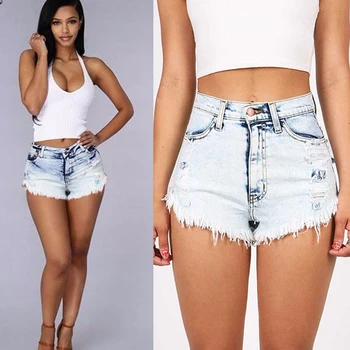 

Punk Sexy Short Jeans Summer Womens Skinny Ripped Denim Loose Blue Distressed Denim Tassel Plus Size Vintage High Waist Shorts