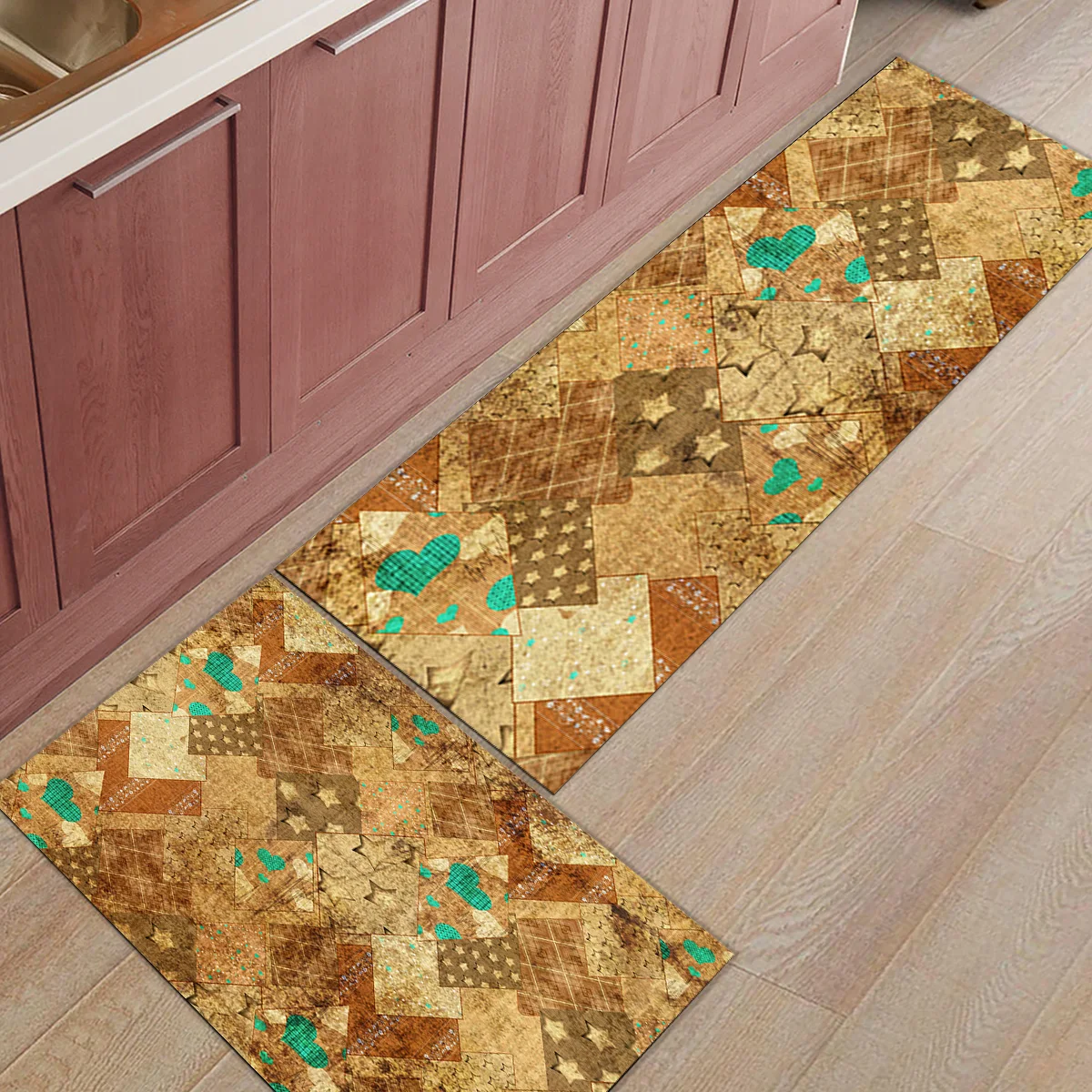 Ретро-марокканский этнический коврик на кухню из 2 предметов, коврики для входа, грязи, мусора, Траппер, скребок для обуви, нескользящая подложка