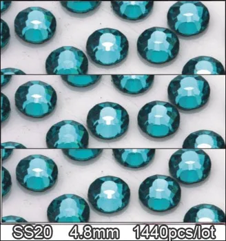 

1440pcs ss20 4.8mm blue zircon Upscale Quality strass crystal faltback hotfix rhinestones iron on stones DIY accessories