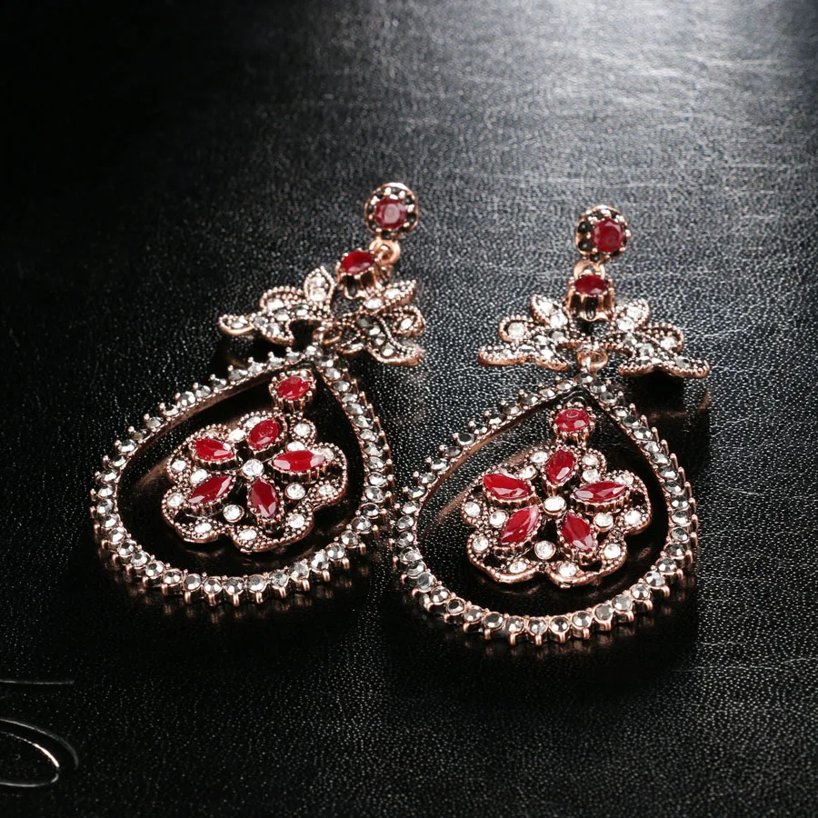 Модные серьги для Женский Капля воды Красная резина хрустальные цветы индийские украшения оптом смешанные партии