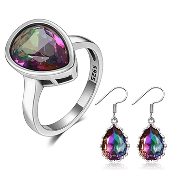 

100% Genuine 925 Silver Earrings Ring Jewelry Sets Top Quality Vintage Elegant Fine Jewelry Set Women's Party Birthday Gifts New