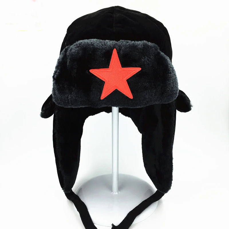 

Winter Hat Bomber Hat for men women pentagram Lei Feng Winter Hat Aviator Outdoor Ear Flaps Bomber Cap Proof Trapper Russian Hat