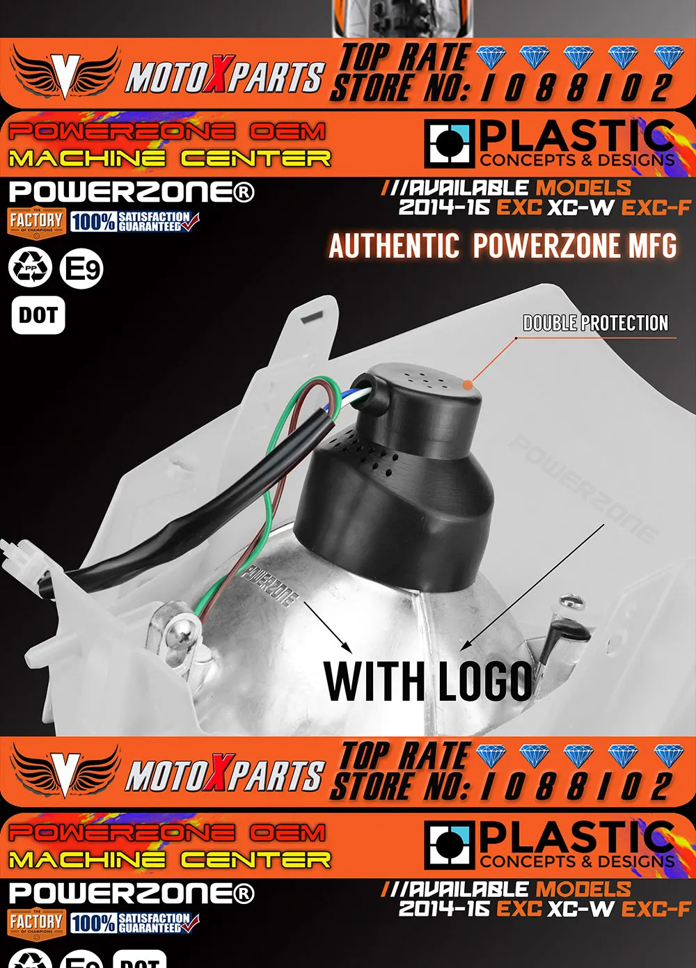 Powerzone фары с наклейкой для KTM SX F EXC XCF SMR 14 15 Мотоцикл Байк MX эндуро Супермото