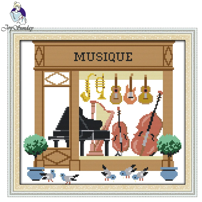 

Joy Sunday,Musique,Chinese cross stitch embroidery set,printing cloth embroidery,cross stitch pattern,cross stitch needlework