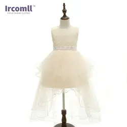 Ircomll Новый Высокое качество Детское бальное платье Платья для женщин для Обувь для девочек без рукавов шампанское Блёстки Пояса длинное