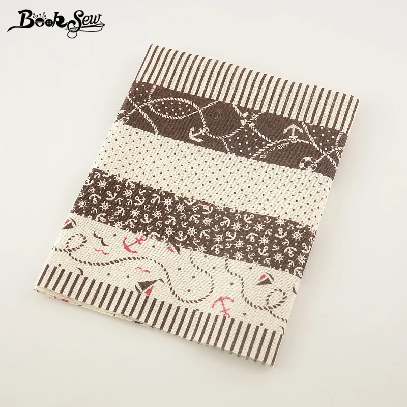 Booksew Коричневый Хлопок Льняной Ткани Домашний Текстиль Якорь Швейные Материал