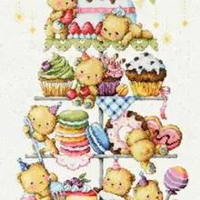 Золотая коллекция Прекрасный Счетный Набор для вышивки крестом сладкие медведи торт десерт леденец так
