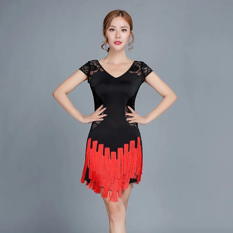 

New Style Latin Dance Dress Costume With Red Tassel abiti da ballo latino Salsa/Ballroom/Tango/Cha Cha/Rumba/Samba/Latin Dresses