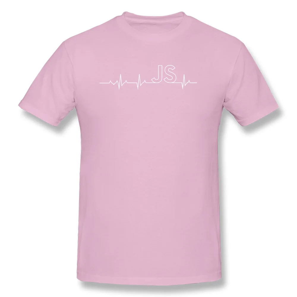 Coupons JavaScript-Heartbeat-Programmers- Top T-shirts Mother Day Crew Neck 100% Cotton T Shirt for Men Clothing Shirt Normal JavaScript-Heartbeat-Programmers- pink