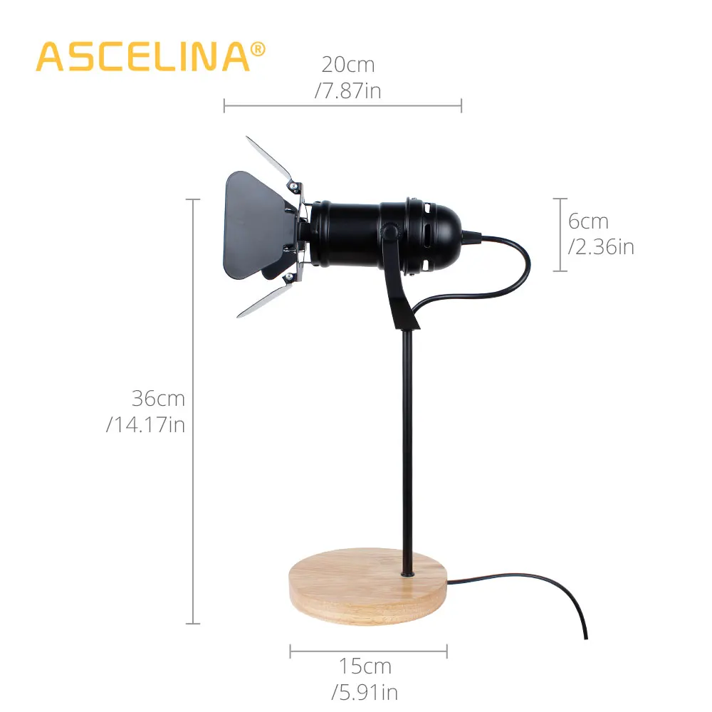  ASCELINA Vintage Led Desk Lamp Wooden Table lamp Flexible Adjustable Reading Light Office Home Deco