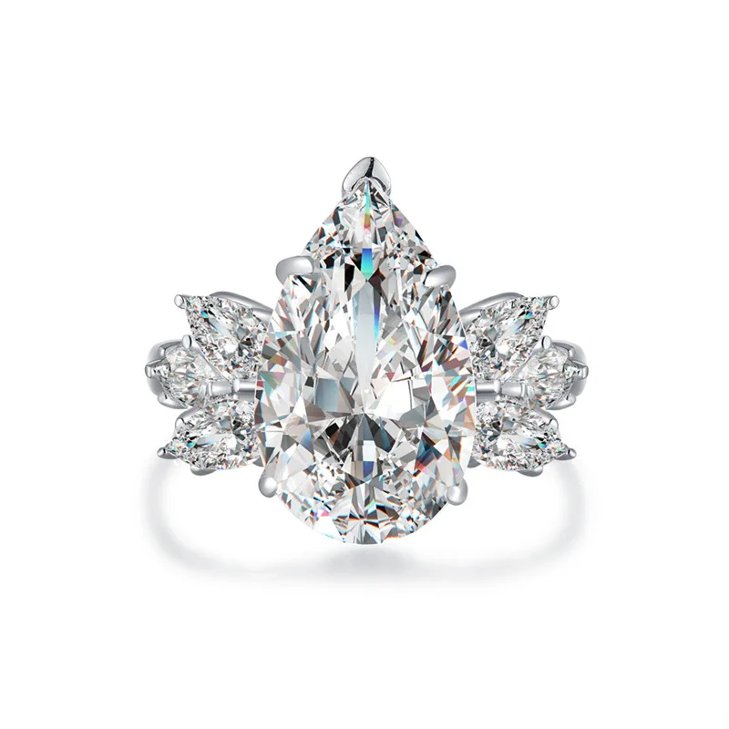 

Free Engraving Service S925 Sterling Silver Ring SONA Diamond Luxury Fine Ring Unique Style Love Wedding Engagement