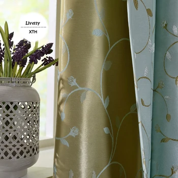 

Green Leaf Embroidered Curtains For Living Room Roman Blinds Floral Smooth Insulation Bedroom Drapes Window Treatments Panel