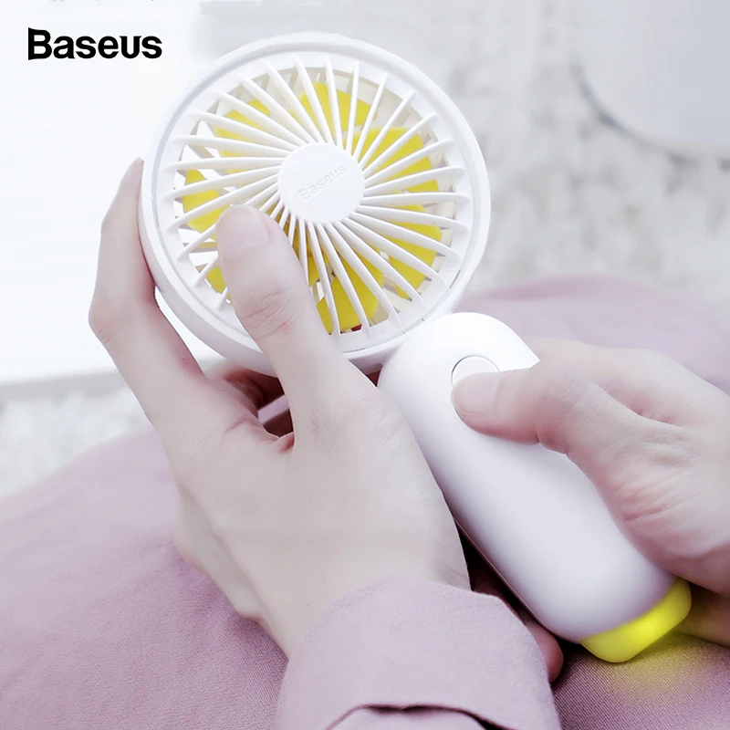 

Baseus Portable USB Fan Handheld Mini Fan With Lighting 3-Speed Adjustable Summer Cooler Cooling Electric Fan For Student Office