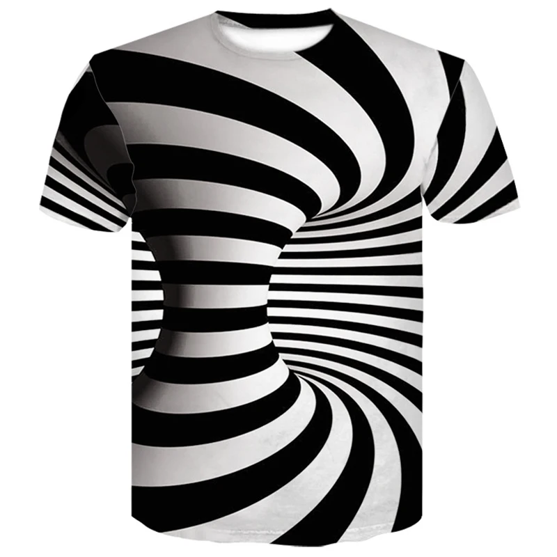 

men paisley t shirt Black And White Vertigo Hypnotic 3D Print T Shirt Short Sleeved Tees Men/women Tops Men's funny shirt tops