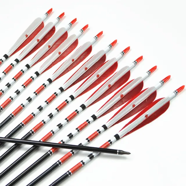 12x 31" Spine 400 600 red and white Aluminum arrows for hunting recurve