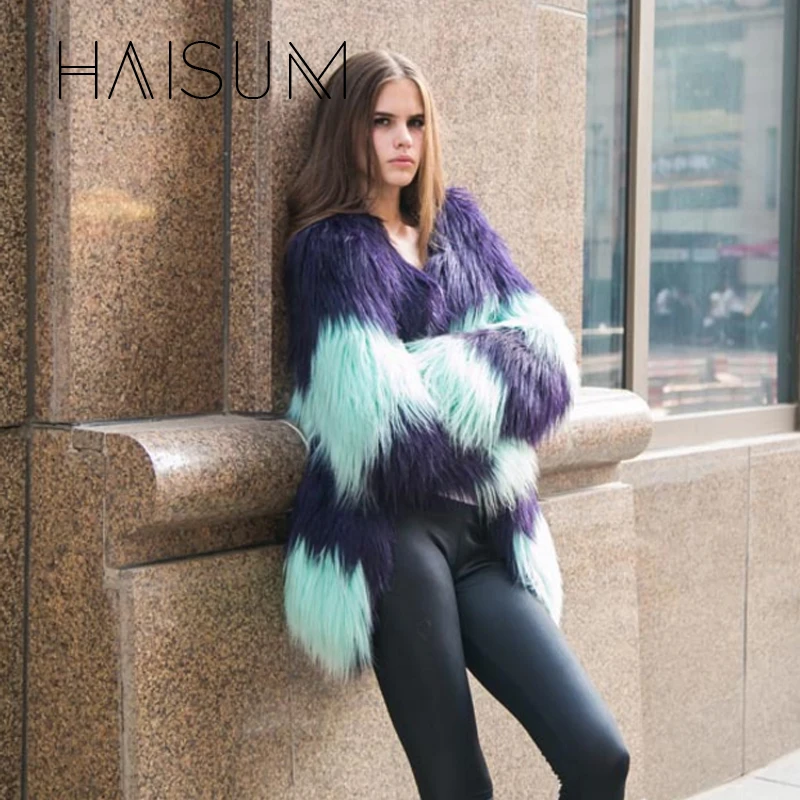 

Women's Faux Fur Coat Winter Warm Mixed Colors Imitation Fox Fur Short Paragraph Large Fur Collar Young Lady 2018 New Nv013