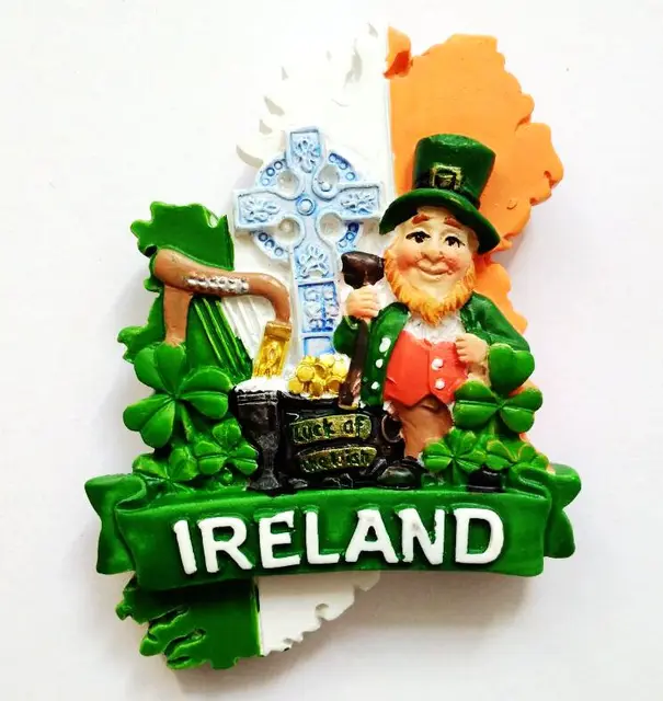 Handmade Painted Ireland 3D Resin Fridge World Tourist